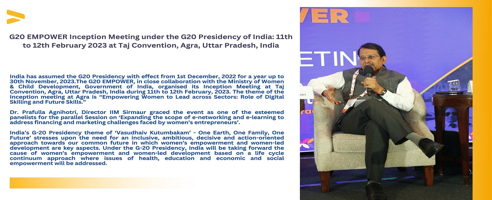 G20 EMPOWER Inception Meeting under the G20 Presidency of India: 11th to 12th February, 2023 at Taj Convention, Agra, Uttar Pradesh, India